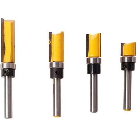 4 Pcs 6mm Routeur de Fraise à Bois Fraise a Copier Tige Affleurant Cutter Copie Routeur Routeur Routeur Rainure Cutter Tige Coupe Acier (1/5)