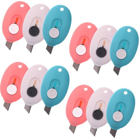 Lot de 12 mini-couteaux utilitaires rétractables, coupe-boîtes et ouvre-lettres, couleur aléatoire (1/5)