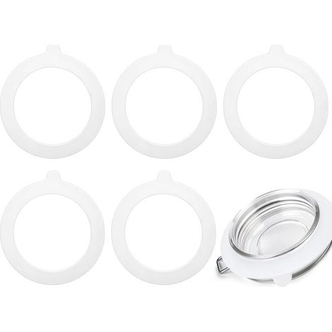 Set mit 6 Ersatz-Silikondichtungsringen für Einmachgläser, weiß, luftdicht, für Deckel von Einmachgläsern, 70 x 95 mm (1/4)