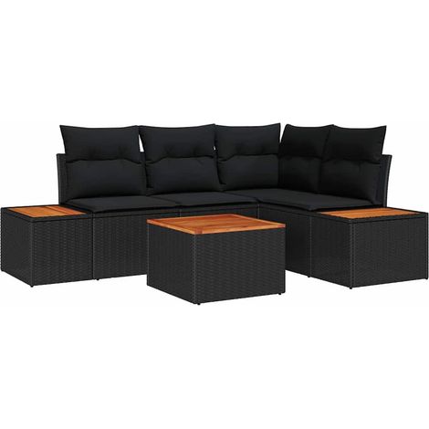 Conjunto de sofás de jardín 4 uds. 4-Número de plazas Negro vidaXL (1/5)