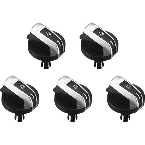 Juego de 5 botones de interruptor de faros para BMW Serie 5/7, X3, X4 (F01, F02, F03, F10, F18, F07, F06, F25, F26), color negro.