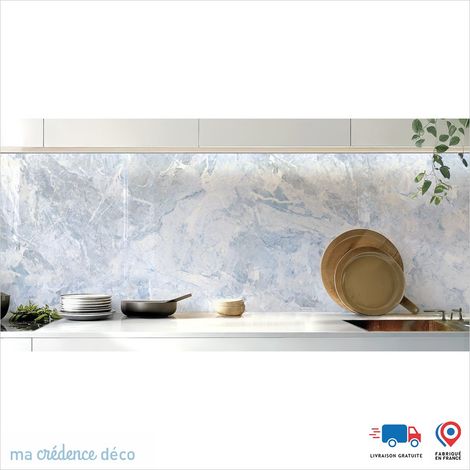 Crédence : Marbre de Moncalvo - Couleur Bleu pastel - Alu composite - 120 - 60 (1/3)