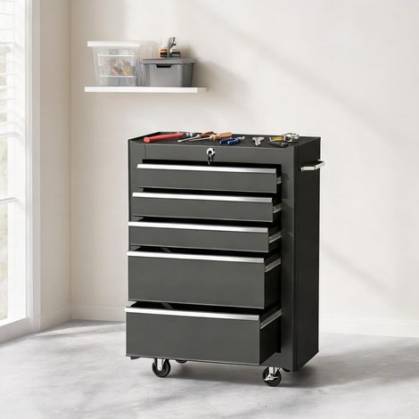 Servante d'atelier coloris noir en acier 61,5 x 33 x 82,5 cm (1/5)
