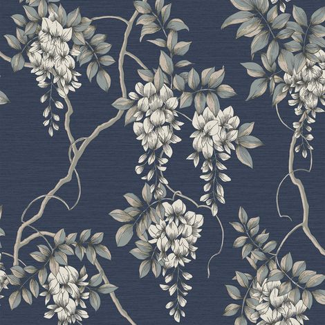 Superfresco Easy Glyzinienbaum Blau Vliestapete 10mx52cm