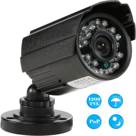 Caméra de vidéosurveillance 1200 TVL, 24 LED infrarouges, vision nocturne, capteur CMOS 1/3'' IR-CUT, étanche, pour la sécurité domestique (1/2)