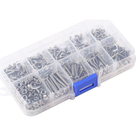 Kit d'assortiment de 340 vis et écrous M3 en acier inoxydable à tête bombée