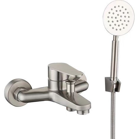 Robinet Baignoire avec Douchette en Acier Inoxydable, Mitigeur Baignoire Set avec 1,5 m Flexible et Support (1/5)