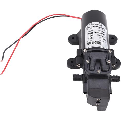 Pompe à membrane compacte 12V auto-amorçante pour camping-car 60W débit 5L/min 80m hauteur refoulement 10.5mm raccord lavage voiture arrosage plantes (1/5)