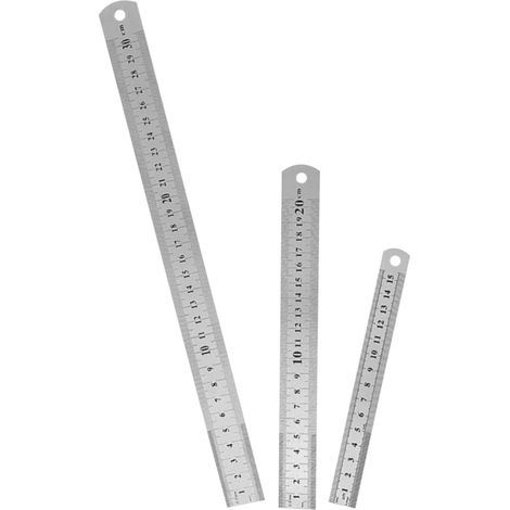 Lot de 3 règles double face en acier inoxydable pour étudiants (1/5)