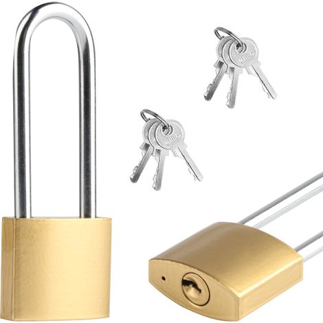 Lot de 4 cadenas à anse longue 32 mm résistants aux intempéries Avec clé grand cadenas clé identique serrure de sécurité pour garage jardin casier cave 2 PCS 38 mm (1/5)