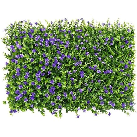Panneaux de Mur de Gazon Artificiel, 40x60cm Haies Artificielles Panneaux Clôture Topiaire Criblage pour Jardin Extérieur Cour Arrière-Cour Décor (Fleur de Ceinture Violette Eucaly)