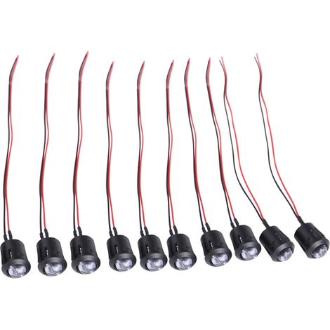 Lot de 10 ampoules LED 12 V 10 mm pré-câblées à luminosité constante, ultra-lumineuses et transparentes (05)