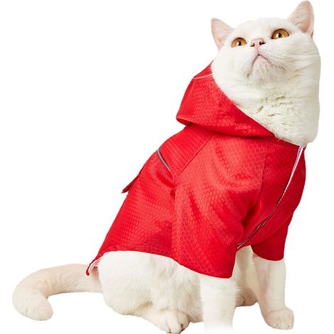 Manteau imperméable à capuche pour animaux de compagnie, avec bande réfléchissante, trou de laisse, vêtements de pluie imperméables, veste pour chiot, petits chiens, chat, rouge XL (1/5)