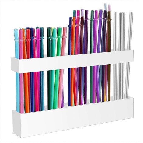 Porte-pailles en acrylique de 24 cm (9,5 po) pour porte de placard - Organisateur de pailles réutilisable pour gobelet, petit accessoire de cuisine. (1/5)