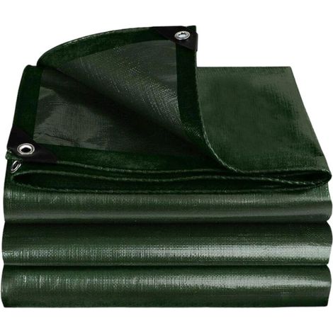 6 bâches imperméables en toile cirée verte, 6 m (20 pieds), résistantes aux UV, avec anneaux métalliques renforcés et ourlets renforcés – idéales pour toitures, camping et piscines