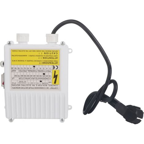Ej.Life Bote de commande de pompe de puits profond, contrleur de commutateur Submersible domestique 1hp 0,75kw 25uf 8A prise ue 220V (1/5)