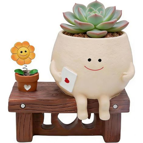 Pot Plante Intérieur avec Trou Pots de Fleurs Pot de Fleur Résine D'évacuation Décoration de Bureau et de Maison Ainsi Que Petits Cadeaux Apaisants pour Les Fêtes (1/5)