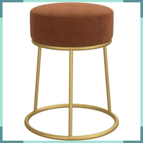 Tabouret - 340259 - Rond - Velours marron - Structure métal doré (1/4)