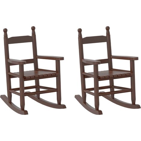 vidaXL Sedie a Dondolo per Bambini 2 pz Marrone Legno Massello Pioppo (1/5)