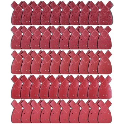 royaluxe-50 Pièces Feuilles Abrasives Feuille de Ponçage 10 X Grains 40/60/ 80/120/ 240 Papier Abrasif Triangles de Ponçage Fit Black and Decker Detail Palm Sander (1/4)