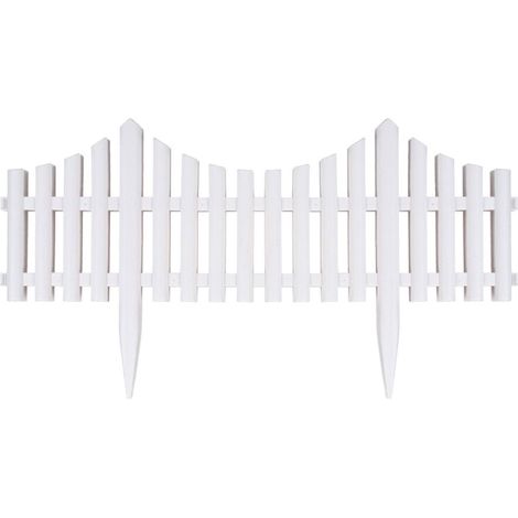 Clôture décorative blanche, imitation bois peint, 60,5 x 32 cm, lot de 4 (1/4)