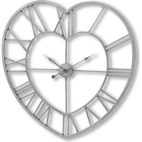 Heart Skeleton Wall Clock - Metal - L4 x W89 x H89 cm - Silver