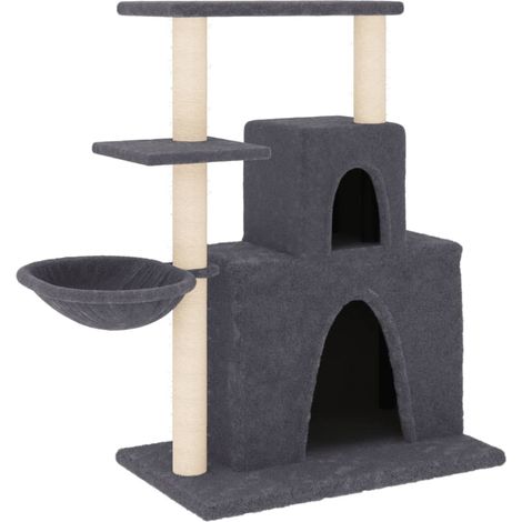 Arbre à chat meuble tour grimper jouet grattage grattoir escalade plateforme avec griffoirs en sisal foncé 83 cm gris