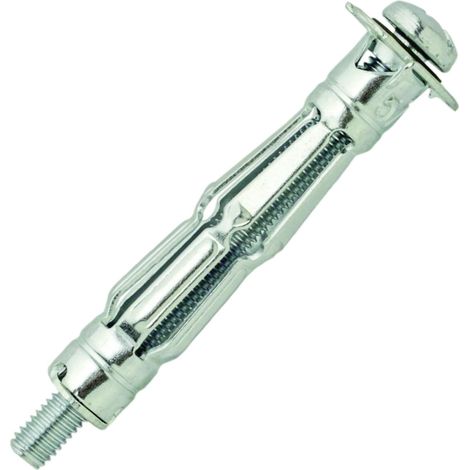 Boite de 100 Chevilles Placo, Acier zingué, M4x35, Ép.4-9, Vis montée perçage 8 mm, Cheville monocorps, Ergonomique, Branches précintrées pour une expansion aisée, Performante