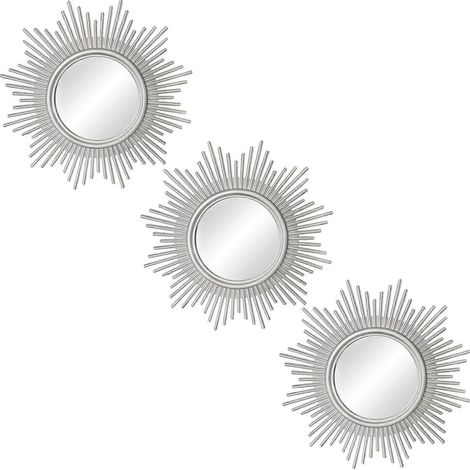 Silberne Spiegel für die Wanddekoration, 3er-Set, Hängende Ornamente, Kunsthandwerksbedarf für Zuhause, Schlafzimmer, Badezimmer, Wandspiegeldekoration