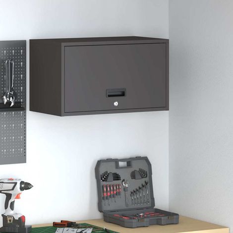 vidaXL  Wall Cabinet for Garage with Gas-lift Door  Black