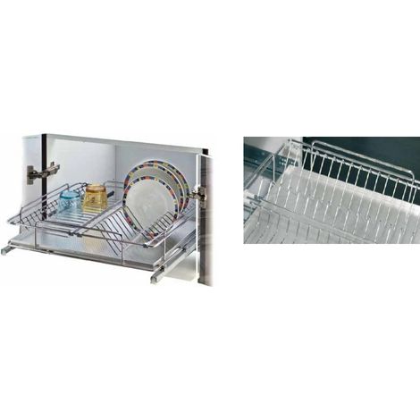 Scolapiatti cassetto e colonna in acciaio inossidabile AISI 304 estrazione totale ammortizzata con raccogligocce 450mm