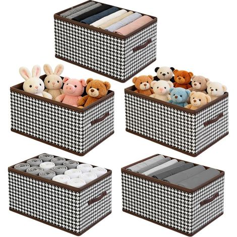 Lot de 5 bacs de rangement pour placard, grands paniers de rangement avec poignée (1/5)