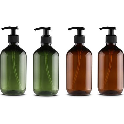 Nachfüllbare Flüssigseifenspender – Set mit 4 Flaschen mit hochwertiger PET-Pumpe, 3,7 x 18,8 cm (1/5)