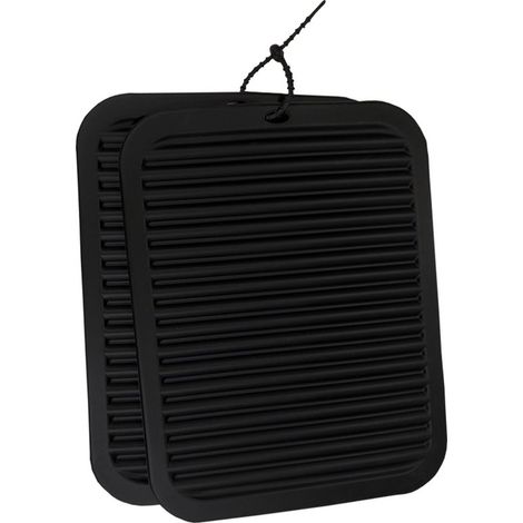 Maniques de rempotage - Tapis de drainage - Maniques de rempotage - Silicone - Noir - Lot de 2 - 23 x 30 cm - Adhésif silicone inclus (1/3)
