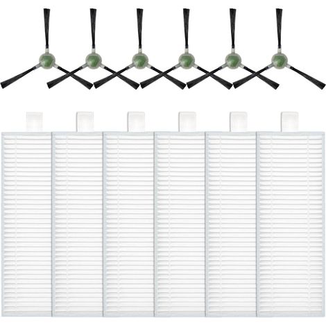 12Pièces Accessoires pour Lefant M210/M210P/M210S/M210B/M213/M213S, pour OKP Life K2/K3/K3A/K5/K6 Robot aspirateur Pièce de rechange, 6 filtres HEPA + 6 brosses latérales (1/5)