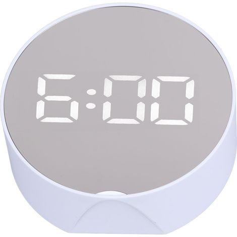 Réveil numérique miroir avec grand écran LED rond et facile à lire – idéal pour le bureau, la chambre et les voyages. (1/5)