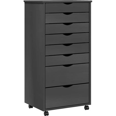Meubles de Rangement,Armoire roulante avec tiroirs MOSS gris bois de pin solide CFW708638 (1/5)
