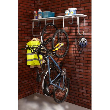 Mottez – Râtelier mural 5 vélos B130P – Fixation murale facile – Acier anti-rouille – Charge maximale 50kg – Gain de place dans garage