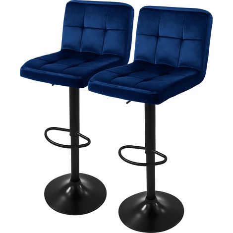 ML-Design Set 2x Taburetes de Bar de Terciopelo Azul Sillas de Mostrador Giratorias 360° Tapizadas con Altura Regulable 63-83cm Asiento de Bistro para Comedor, Salón, Sala de Estar o Restaurante (1/5)