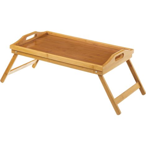 Vassoio Da Letto con Gambe Pieghevoli In Legno Di Bambu' Richiudibile 50x30x22cm (1/5)