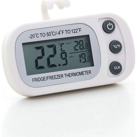 Thermometer, Refrigerator Thermometer, LCD Display, Digital Waterproof Freezer Thermometer with Magnetic Hook, White Refrigerator Thermometer (-20 50 ℃) (1/5)