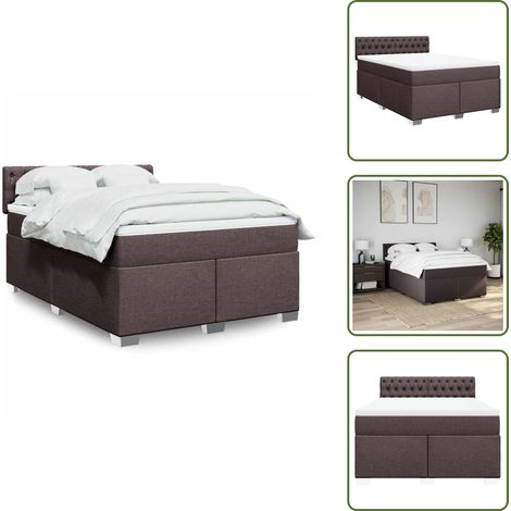 Sommier à lattes de lit avec matelas Marron foncé 140x190 cm - Sommier À Lattes De Lit - Sommiers À Lattes De Lit - Lit - Meuble De Chambre À Coucher (1/5)