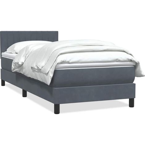 Boxspringbett mit Matratze Dunkelgrau 80x220 cm Samt