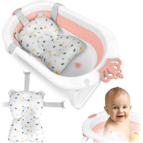 Faltbare Babybadewanne für Kinder und Babys mit Einsatz Ricokids RK-286, weiß und rosa