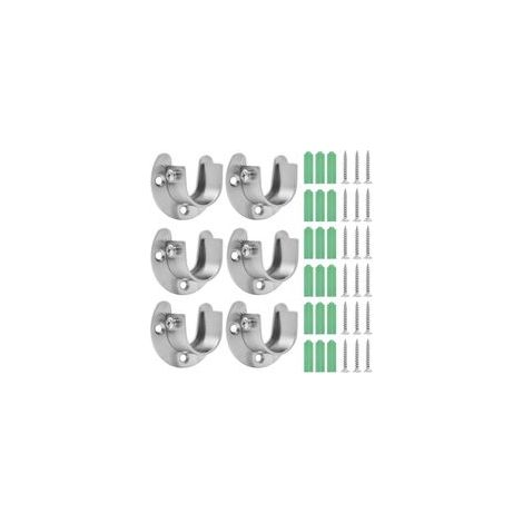 Support de tringle à rideaux, support de tringle à vêtements, support de tringle à vêtements en acier inoxydable avec vis, pour (1/5)