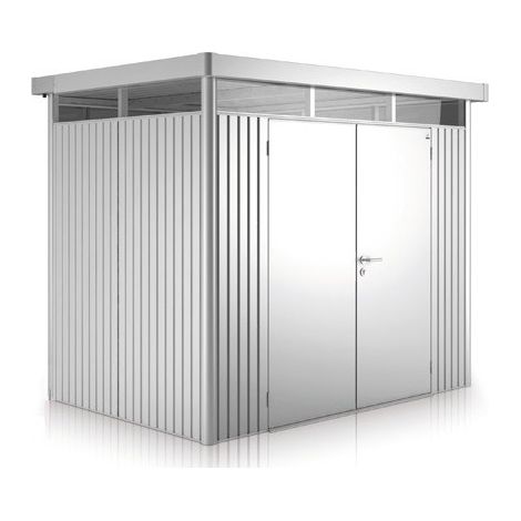 Metall-Gartenhaus HIGHLINE 1 mit Biohort-Doppelschwingtür  Silber-Metallic