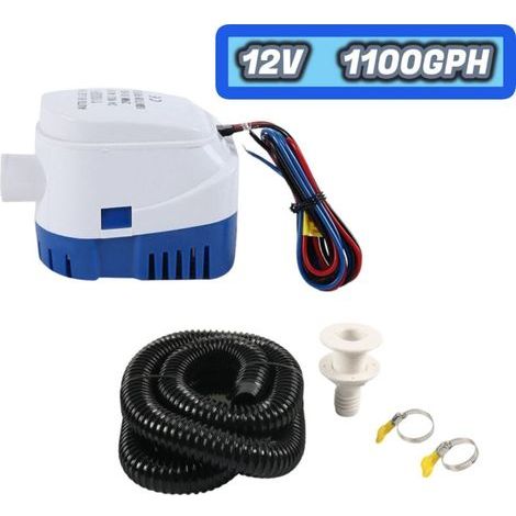 Kit de plomberie de pompe de cale, pompe de cale automatique submersible intégrée et kit d'installation DC12V 1100 GPH pompe de cale pour yachts de camping-car (1/5)