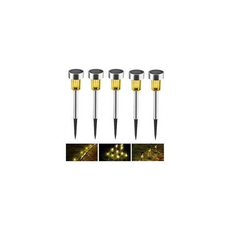 Lampe Solaire Jardin 5 LED Acier Inoxydable Étanche Éclairage Chemin Extérieur Pelouse Lumière Chaude Économie D'Énergie (1/5)