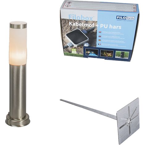 QAZQA Lampada da esterno a palo in acciaio 45 cm IP44 - Rox con