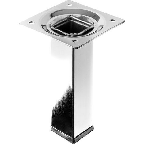Pied De Meuble Carré Fixe Acier Chromé Gris, 10 Cm